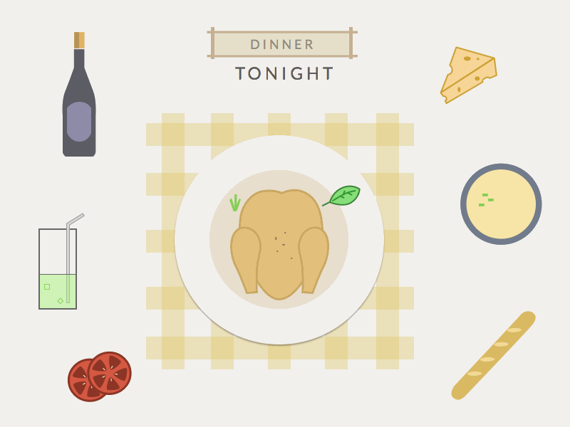 Dinner for tonight cheese chicken dinner fish food illustration illustrio ingredient meat recipe steak tomato
