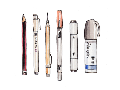 My tools - Day #036 illustration pen pens stationery tools watercolor watercolour