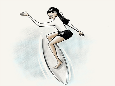 Surf's up - Day #090 character drawing illustration painting sketch surfer surfing