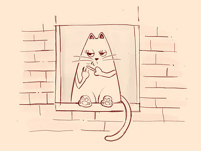 Narcissism - Day #098 animal cartoon cat character comic drawing illustration
