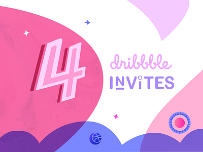(Ended) 4 Dribbble Invites dribbble invitation illustration invitation invite