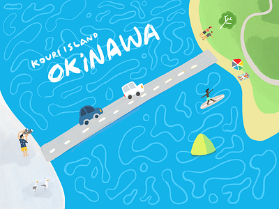 Okinawa Ocean Drive drawing holiday illustration japan ocean painting sea vacation