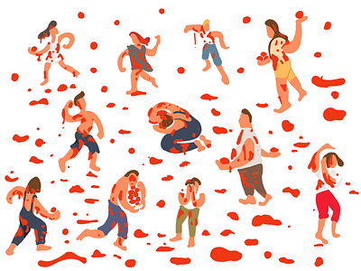 Tomato Fight culture drawing illustration painting spain tomato tomato fight