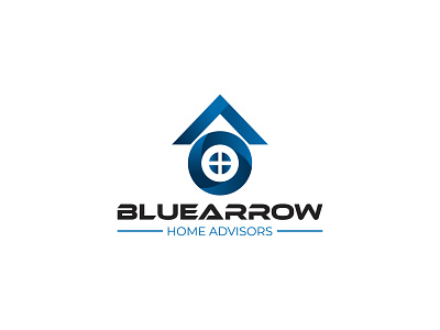 Logo Design arrow blue brand identity branding corporate identity creative design eye catching flat home house logo logo design minimal minimalist professional real estate realtor unique