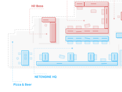 Moving Office 2d architecture blue floorplan illustration netengine office outfit outline red