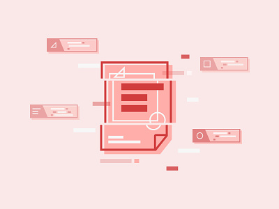 Assembling assemble code file icons illustration loading outfit process red screen sketchapp upload