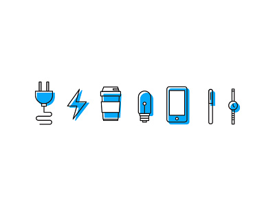 Conference Icons bolt bulb coffee conference cup icon light lightening pen phone plug watch