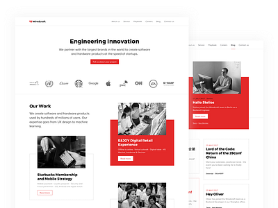 Wiredcraft.com redesign concept agency block branding dotted homepage line red redesign website wiredcraft