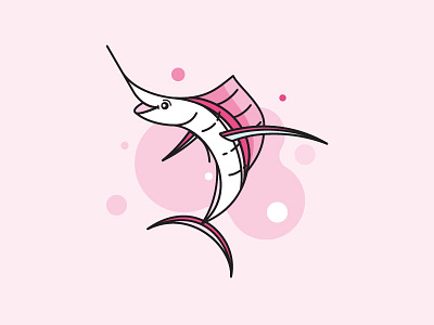 Marlin animal dribbble fish invitation logo marlin pink smile