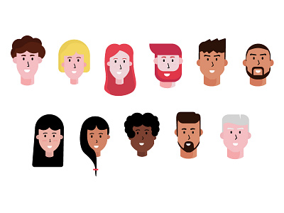 Avatar Exploration - Ethnicity avatar ethnicity expression face hair illustration illustrator mood