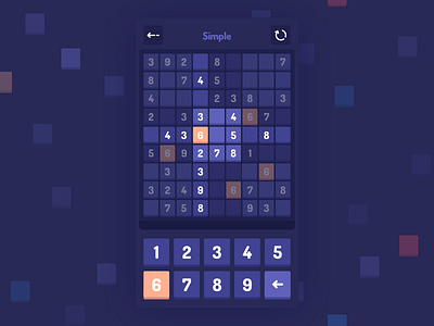 Sudoku Concept button challenge concept game level mobile shadow sodoku