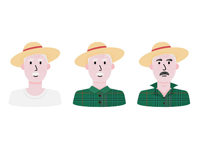 Farmer avatar beard collar farmer hat illustration moustache scottish tartan up