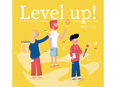 Q3 Theme - Level Up game illustration levelup poster quarter react ruby theme wave