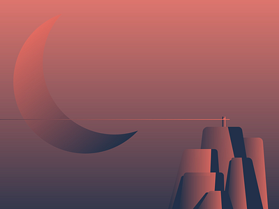 Mountain gradient illustration lighting mood moon mountain shadow