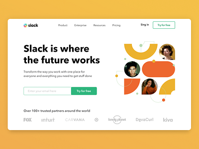 Main page concept for Slack branding button color concept design figma fun illustration landing logo main redesign restyle slack ui