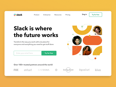 Main page concept for Slack