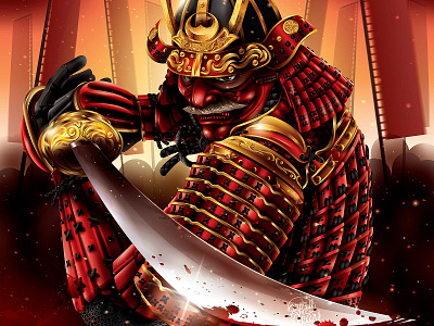 Red Demon Samurai adobeillustator armor battle blood bushido digitalart fire japan katana red redarmor redsamurai samurai sekigahara vector vectorart war