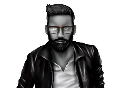 Thomas -close up- adobeillustator beard blackandwhite boy character classy digitalart fashion grayscale handsome hipster illustration male man vector vectorart