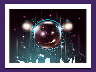 Interstellar Wink artprint astronaut astronauthelmet astronomy comet deepspace digitalart galaxy helmet lensflare meteor outerspace planet smile space spacesuit starrynight stars suit vector