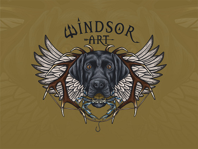 Windsor Art antler badge badge design branding crab dear antler design dog engraving graphic design hand drawing hand drawn hunter illustration logo logo design logo maker vintage vintage logo wings