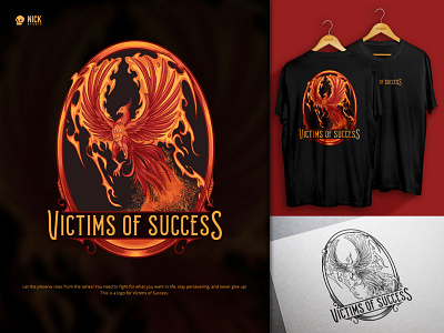 Victims of Success apparel ashes badge badge design brand identity branding design fire graphic design hand drawing hand drawn hand drawn illustration illustration logo logo design merchandise phoenix t shirt design vintage vintage logo