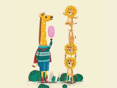 Giraffe and Three kocheng oren