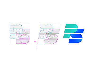PS - Logo Anatomy branding graphic design grid logo minimal monogram ps system tech technology typography vector
