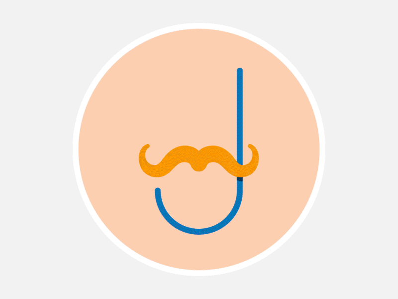 J Logo Development gif logo design moustache
