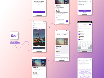 Trippin App- Product Design app design design dribble gradient gradient color gradient design graphic icon mobile mobile app mobiledesign planner app product productdesign travel travel planner trip planner ui ux