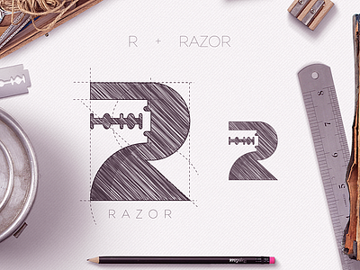 RAZOR design icon logo mark negative space razor shave