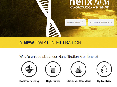 Cerahelix Homepage dna filtration flat interface photoshop science web web design
