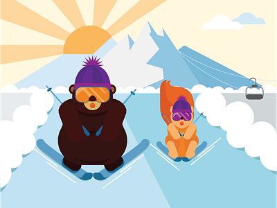 Ski Bear and Squirrel