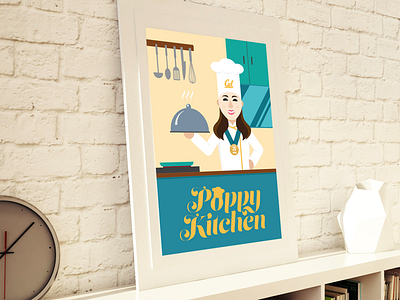 Poppy Kitchen branding illustration poster