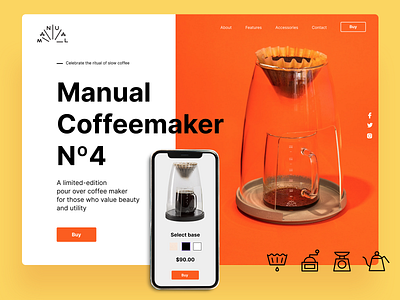 Landing page for coffeemaker shop design ui web