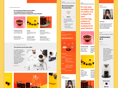 Landing page for coffeemaker shop design flat ui web