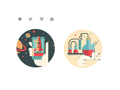 Physics and chemistry icon illustration ui vector web