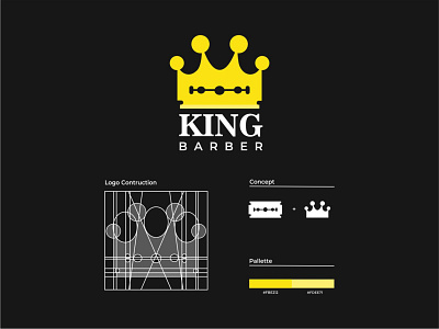 dribble barbershop branding brandingbarber brandingdesign illustration kelaspangkas logo logobarber logobarbershop logocombination logocontruction logodesign logogram logoking logokingbarber logoknife logomodern logopreentation logoprocess logoyellow