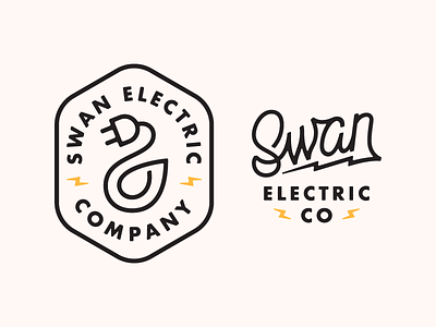 Swan Electric Co. badge branding design electric lettering lockup logo script swan type typography