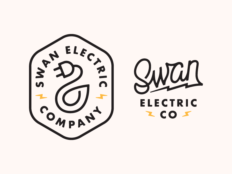 Swan Electric Co. swan electric script typography type lockup logo lettering design branding badge