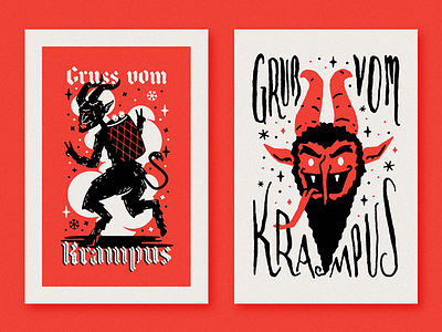 Gruss vom Krampus 2: Electric Boogaloo! christmas greeting cards holiday illustration krampus krampusnacht stationery