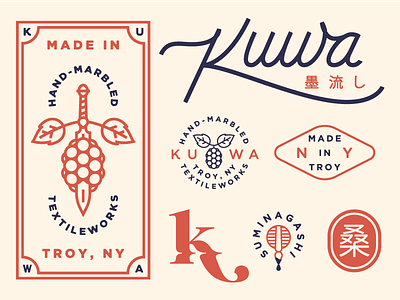Kuwa Branding Exploration 2 branding design icon identity illustration logo logotype marbling suminagashi textiles type