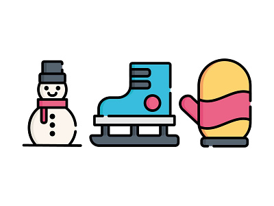 Winter Icons design glove iceskating icon snowman winter