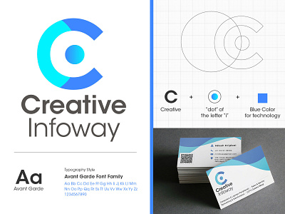 Creative Infoway Branding blue brand identity branding branding concept branding design creative gredient logo logo design logo design branding logos logotype minimal stationery