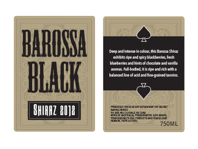 Barossa Black Wine Label