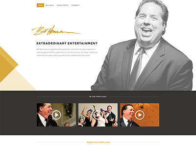 Bill Hermann Entertainment blog bold clean gold hero home signature videos web website