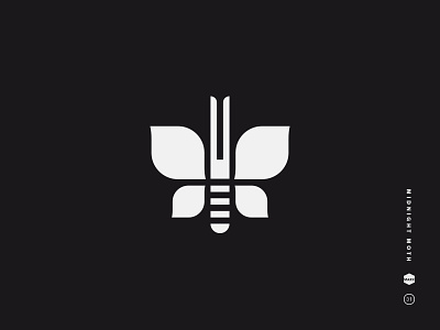 Midnight Moth antennae black and white bug butterfly icon illustration insect logo mark moth symbol wings