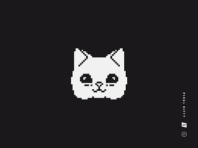 Pixel Kitty baby black and white cat cute icon kitten kitty pet pixel pixel art smile