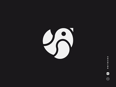 Chick baby bird black and white chick chicken chickling circle cute icon logo mark symbol