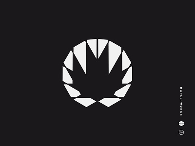 Maple Works abstract angular black and white canada icon leaf logo maple mark metal simple symbol