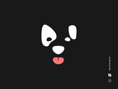 Pupperino black and white bold dog doggo icon logo mark pupper puppy simple symbol tongue